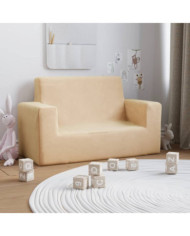 Canapé pour enfants à 2 places Crème Peluche douce | Mobilier & Déco