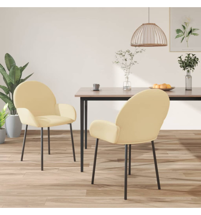 Chaises à manger lot de 2 Crème Velours | Mobilier & Déco