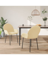 Chaises à manger lot de 2 Crème Velours | Mobilier & Déco