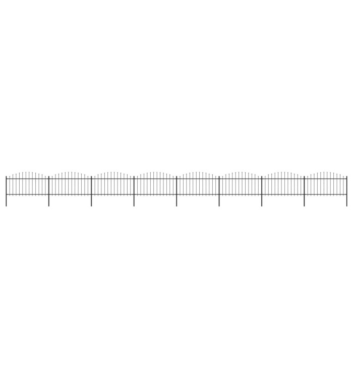 Clôture de jardin à dessus en lance Acier (1,25-1,5)x13,6m Noir | Mobilier & Déco