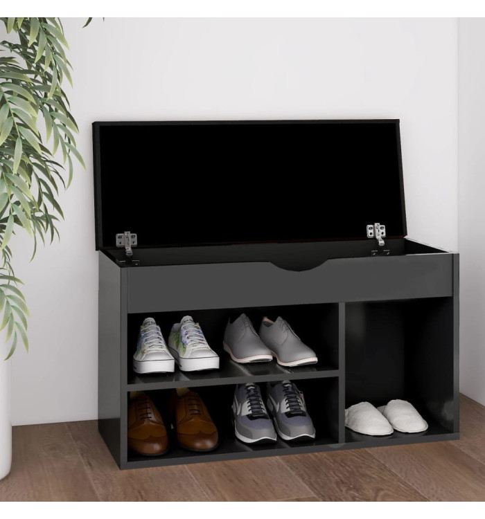 Banc à chaussures et coussin Gris 80x30x47 cm Bois d'ingénierie | Mobilier & Déco