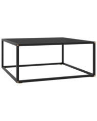 Table basse Noir avec verre noir 80x80x35 cm | Mobilier & Déco