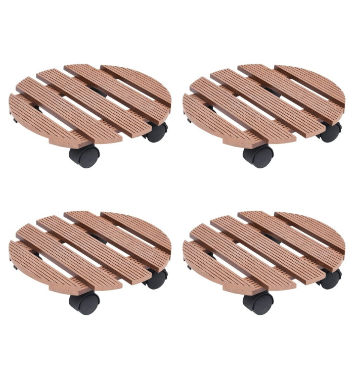 Chariots à plantes 4 pcs Marron Ø30x7,5 cm WPC | Mobilier & Déco