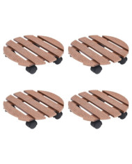 Chariots à plantes 4 pcs Marron Ø30x7,5 cm WPC | Mobilier & Déco