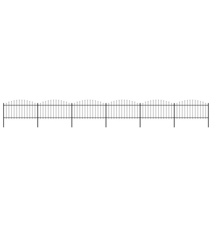 Clôture de jardin à dessus en lance Acier (1,25-1,5)x10,2m Noir | Mobilier & Déco