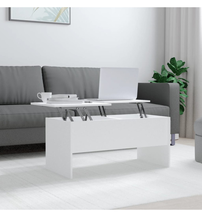 Table basse Blanc 102x50,5x46,5 cm Bois d'ingénierie | Mobilier & Déco