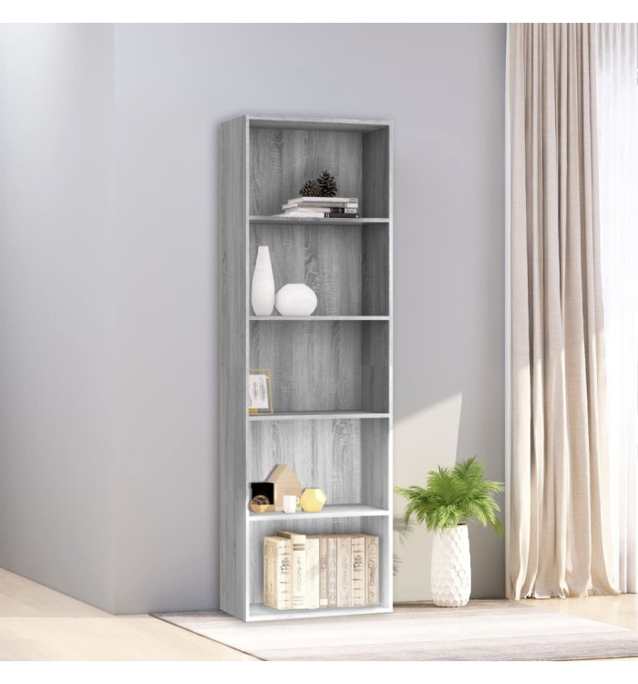 Bibliothèque 5 niveaux Sonoma gris 60x30x189 cm | Mobilier & Déco