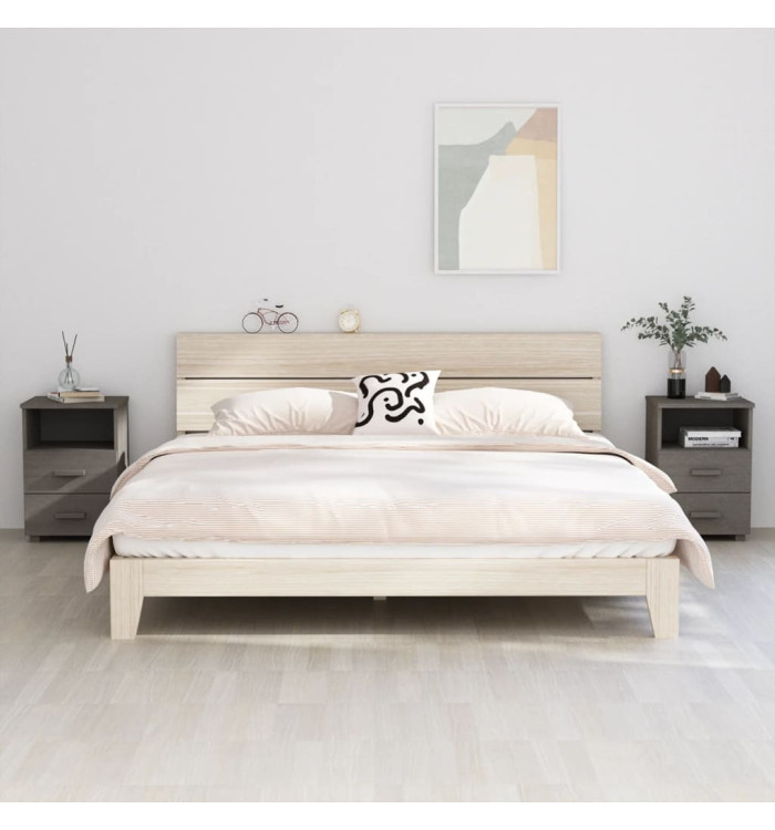Tables de chevet HAMAR 2 pcs Gris clair 40x35x62 cm Bois massif | Mobilier & Déco