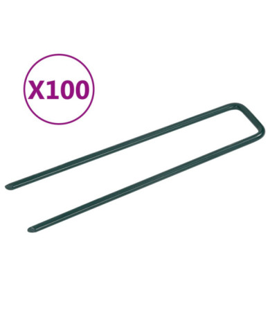 Clous pour gazon artificiel 100 pcs Forme de U Fer | Mobilier & Déco