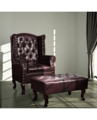 Fauteuil avec repose-pied Marron foncé Similicuir | Mobilier & Déco