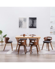 Chaises à manger lot de 6 gris foncé bois courbé et tissu | Mobilier & Déco