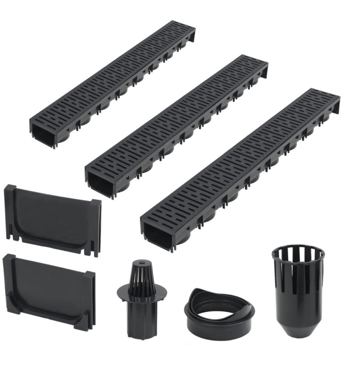 Caniveaux de drainage 3 pcs Plastique 3 m | Mobilier & Déco