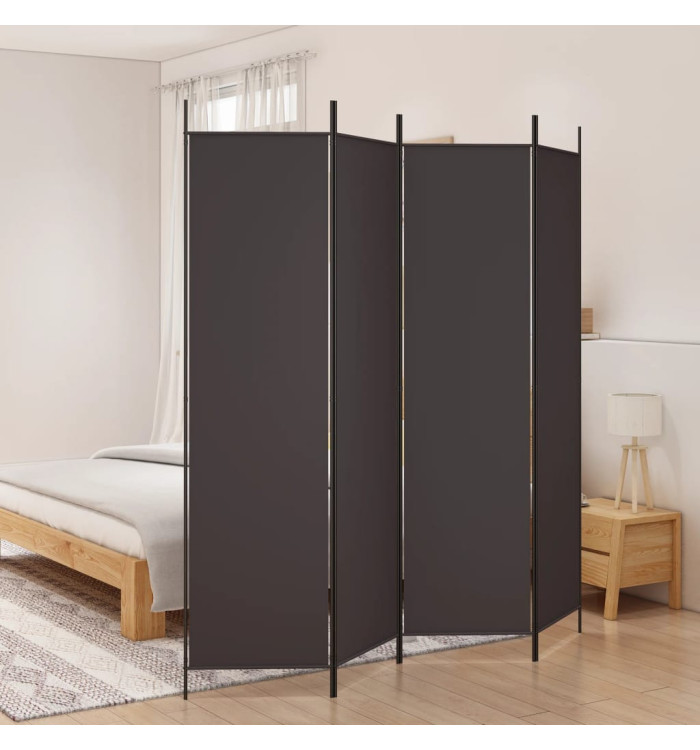 Cloison de séparation 4 panneaux Marron 200x200 cm Tissu | Mobilier & Déco