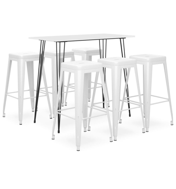Ensemble de bar 7 pcs Blanc | Mobilier & Déco