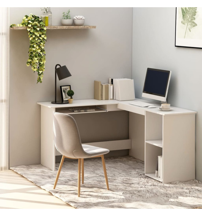 Bureau d'angle en forme de L Blanc 120x140x75 cm | Mobilier & Déco