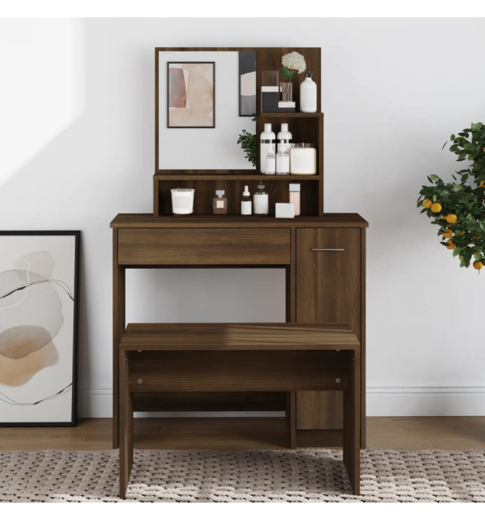 Coiffeuse avec miroir Chêne marron 86,5x35x136 cm | Mobilier & Déco