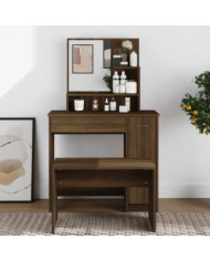 Coiffeuse avec miroir Chêne marron 86,5x35x136 cm | Mobilier & Déco