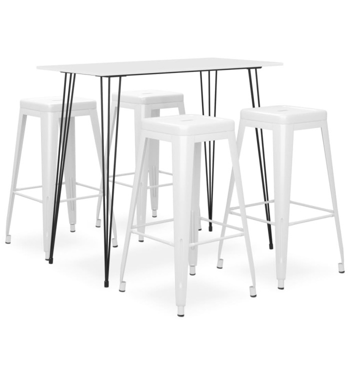 Ensemble de bar 5 pcs Blanc | Mobilier & Déco