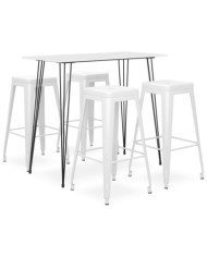 Ensemble de bar 5 pcs Blanc | Mobilier & Déco