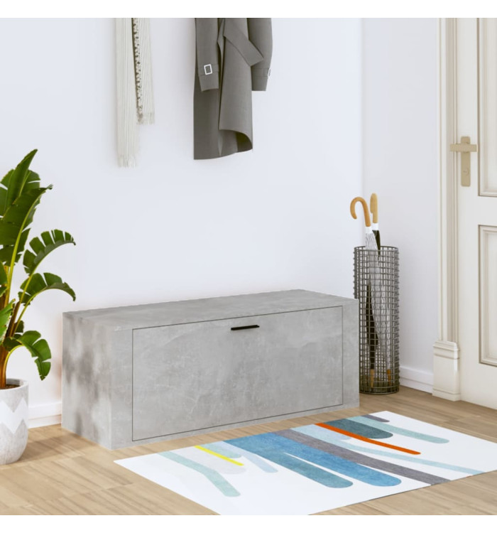 Armoire à chaussures murale Gris béton 100x35x38 cm | Mobilier & Déco