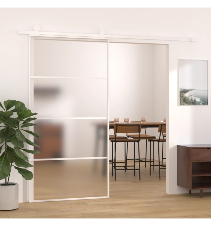 Porte coulissante Verre ESG dépoli aluminium 102,5x205 cm Blanc | Mobilier & Déco
