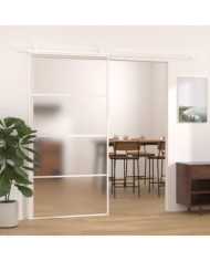 Porte coulissante Verre ESG dépoli aluminium 102,5x205 cm Blanc | Mobilier & Déco