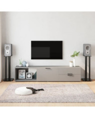 Supports de haut-parleurs 2 pcs noir verre trempé 3 piliers | Mobilier & Déco