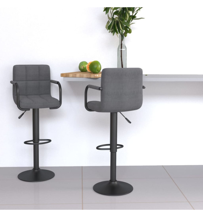 Tabourets de bar lot de 2 gris clair tissu | Mobilier & Déco