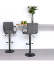 Tabourets de bar lot de 2 gris clair tissu | Mobilier & Déco