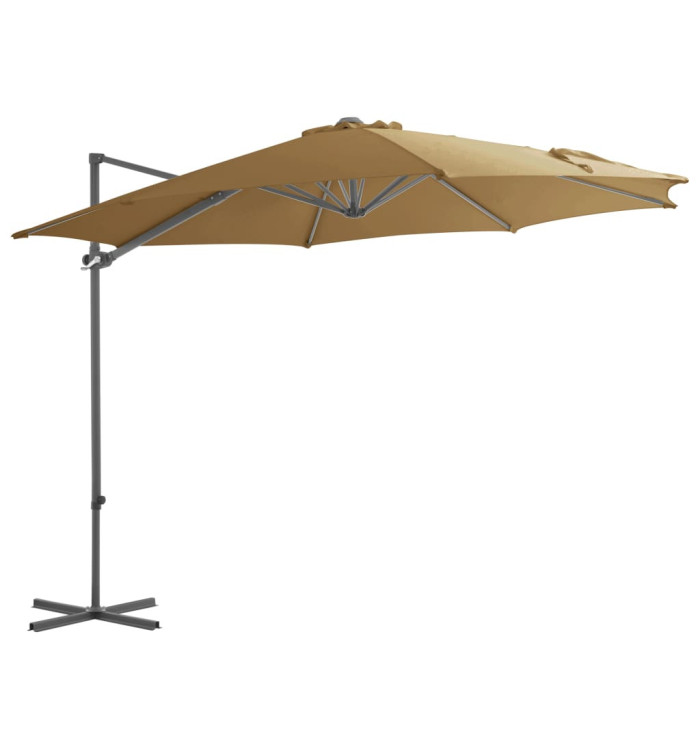 Parasol de jardin en porte-à-faux avec mât en acier taupe | Mobilier & Déco