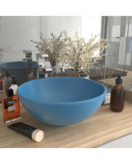 Lavabo rond de salle de bain Bleu clair mat 32,5x14cm Céramique | Mobilier & Déco