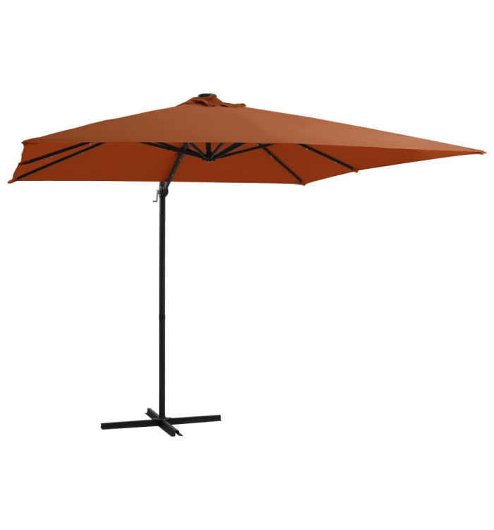 Parasol de jardin en porte-à-faux avec lumières LED terre cuite | Mobilier & Déco