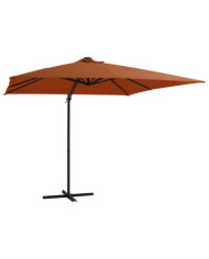 Parasol de jardin en porte-à-faux avec lumières LED terre cuite | Mobilier & Déco