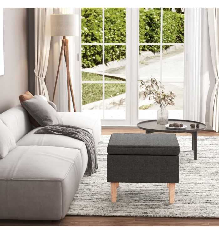 Tabouret avec pieds en bois Gris foncé Tissu | Mobilier & Déco