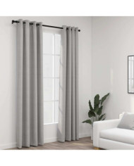 Rideaux occultants Aspect lin avec œillets 2 pcs Gris 140x245cm | Mobilier & Déco