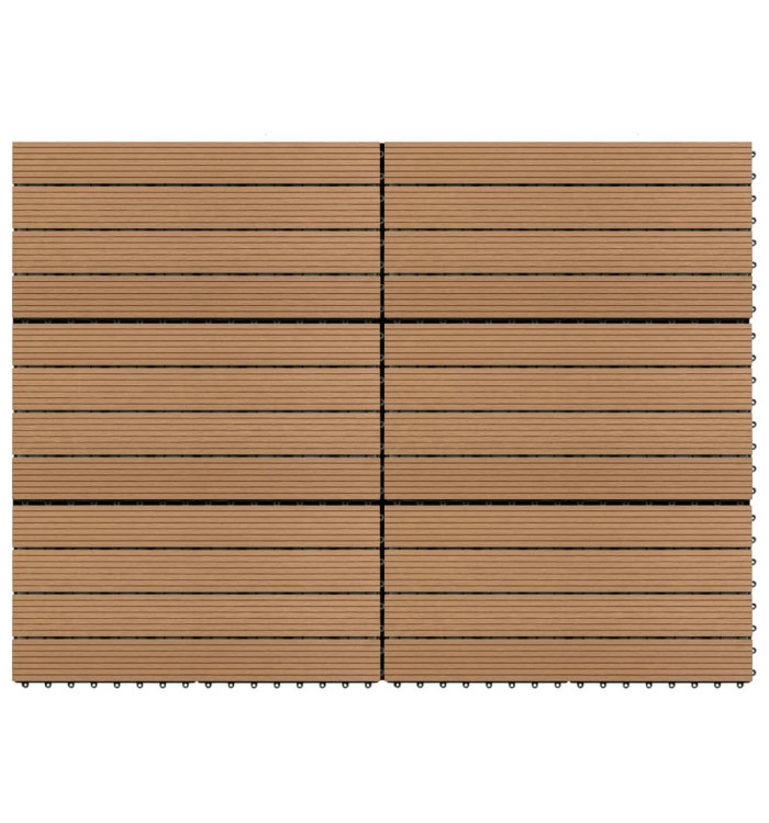 Carreaux de terrasse 6 pcs WPC 60x30 cm 1,08 m² Marron | Mobilier & Déco
