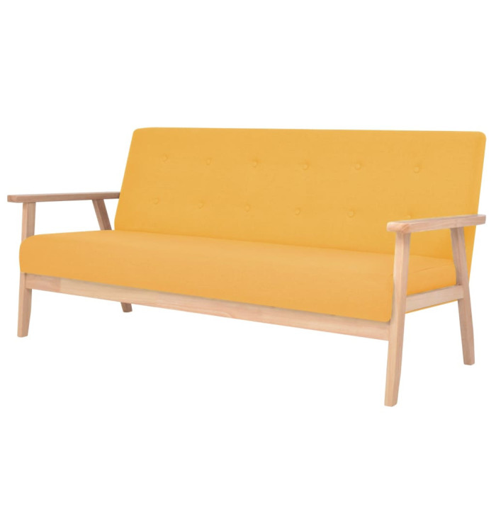 Canapé à 3 places Tissu Jaune | Mobilier & Déco