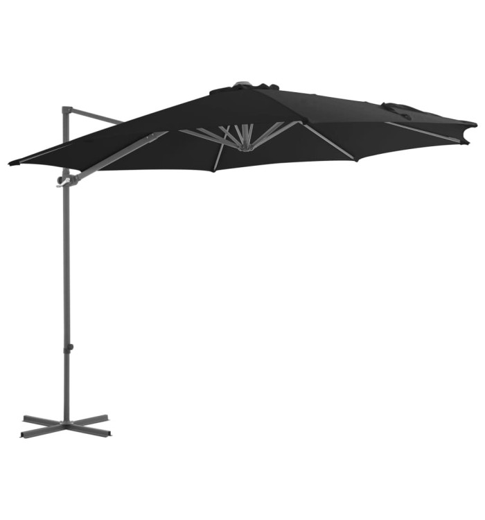 Parasol de jardin en porte-à-faux avec mât en acier noir 300 cm | Mobilier & Déco