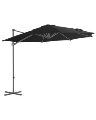 Parasol de jardin en porte-à-faux avec mât en acier noir 300 cm | Mobilier & Déco