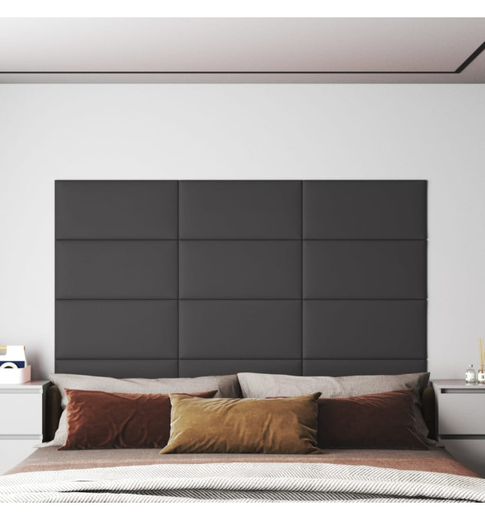 Panneaux muraux 12 pcs Gris 60x30 cm Similicuir 2,16 m² | Mobilier & Déco