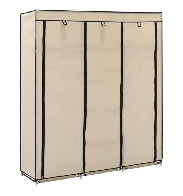 Armoire avec compartiments et barres Crème 150x45x175 cm Tissu | Mobilier & Déco