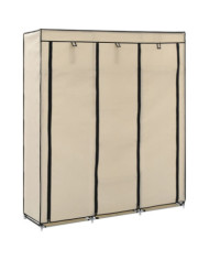 Armoire avec compartiments et barres Crème 150x45x175 cm Tissu | Mobilier & Déco