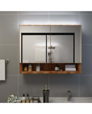 Armoire à miroir de salle de bain LED Chêne 80x15x60 cm MDF | Mobilier & Déco