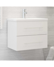 Armoire d'évier avec lavabo intégré Blanc Aggloméré | Mobilier & Déco