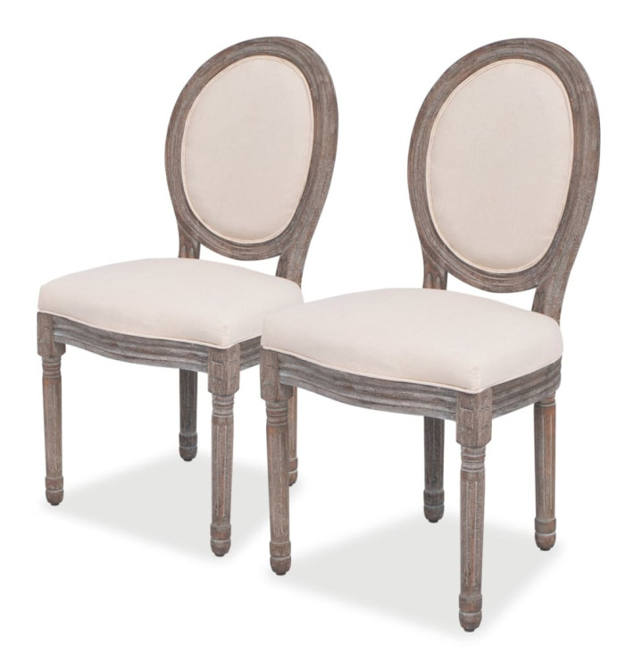 Chaises à manger lot de 2 crème tissu | Mobilier & Déco