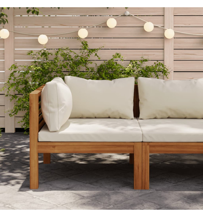 Canapé d'angle sectionnel et coussin blanc crème Bois d'acacia | Mobilier & Déco