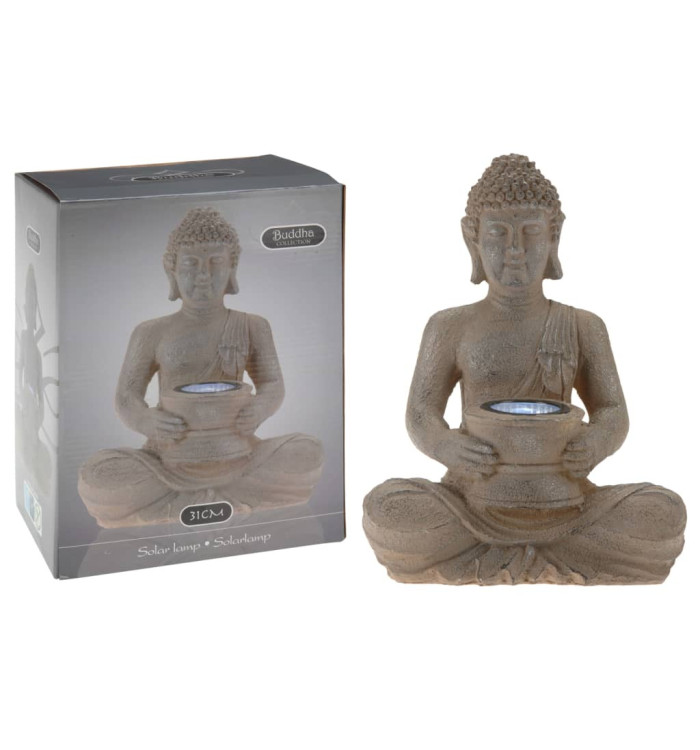 ProGarden Lampe solaire Buddha Pierre poly | Mobilier & Déco