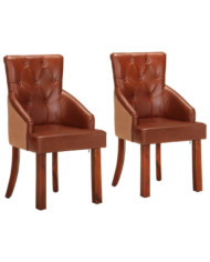 Chaises à manger lot de 2 marron cuir de chèvre véritable | Mobilier & Déco