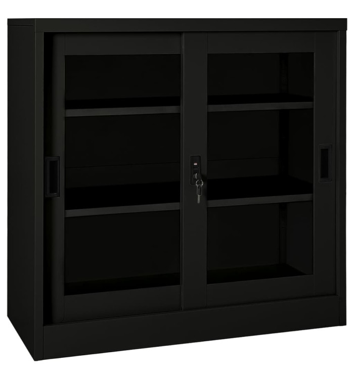 Armoire à portes coulissantes Noir 90x40x90 cm Acier | Mobilier & Déco