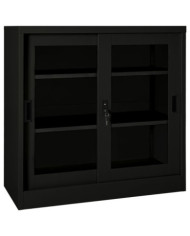 Armoire à portes coulissantes Noir 90x40x90 cm Acier | Mobilier & Déco